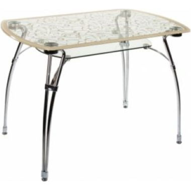 Стеклянный стол Домотека А7С-2 с рисунком КРЕМ