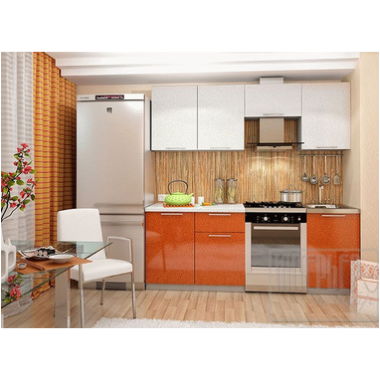 Готовый комплект Кухня София 2.1 м (Оранжевый металлик/белый металлик)