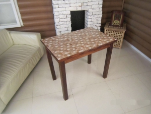 Стол обеденный из плитки Мозаика 90х60 на деревянных ногах