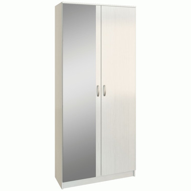 Шкаф 2 дверный с зеркалом Ольга цвет Белый