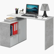 Стол письменный Слим-4, прямой/угловой цвет бетон / белый