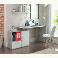 Стол письменный Слим-4, прямой/угловой цвет бетон / белый