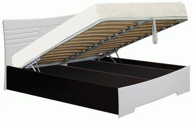 Спальня Атлантида (Белый глянец МДФ) Кровать №1 140 (с ортопедическим основанием с подъемником)
