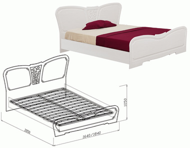 Спальня Тифани (рельеф Пастель) Кровать №1 160 (с ортопедическим основанием)