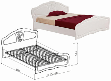 Спальня Тифани (рельеф Пастель) Кровать №2 160 (с ортопедическим основанием)