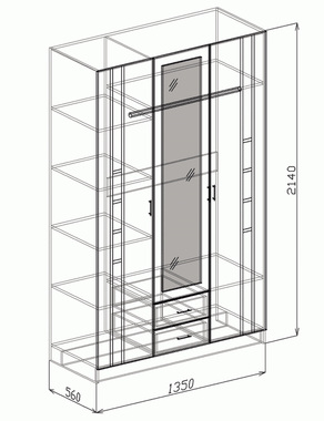 Спальня Палермо (Белый дым) Шкаф 3-х створчатый
