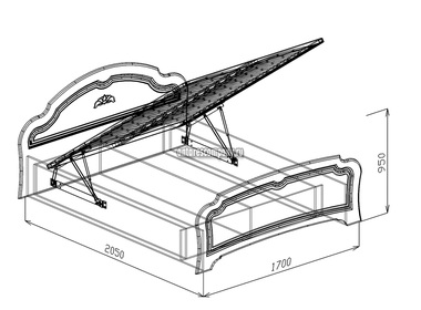 Спальня Валенсия (жемчуг) Кровать №1 160 с подъёмником (с ортопедическим основанием)