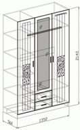 Спальня Атлантида (Белый глянец МДФ) Шкаф 3х створчатый
