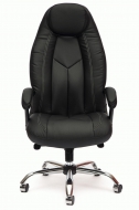Компьютерное кресло Босс / BOSS люкс хром кож/зам, черный+черный перфорированный, 36-6/36-6/06