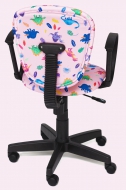 Компьютерное кресло СН413 ткань, принт, "Динозаврики на розовом"  СНЯТ!!!
