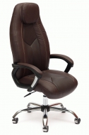 Компьютерное кресло Босс / BOSS хром кож/зам, коричневый/коричневый перфорированный, 36-36/36-36/06