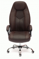 Компьютерное кресло Босс / BOSS хром кож/зам, коричневый/коричневый перфорированный, 36-36/36-36/06