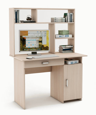 Письменный стол Лайт-3Я с надстройкой однотумбовый с дверкой и ящиком